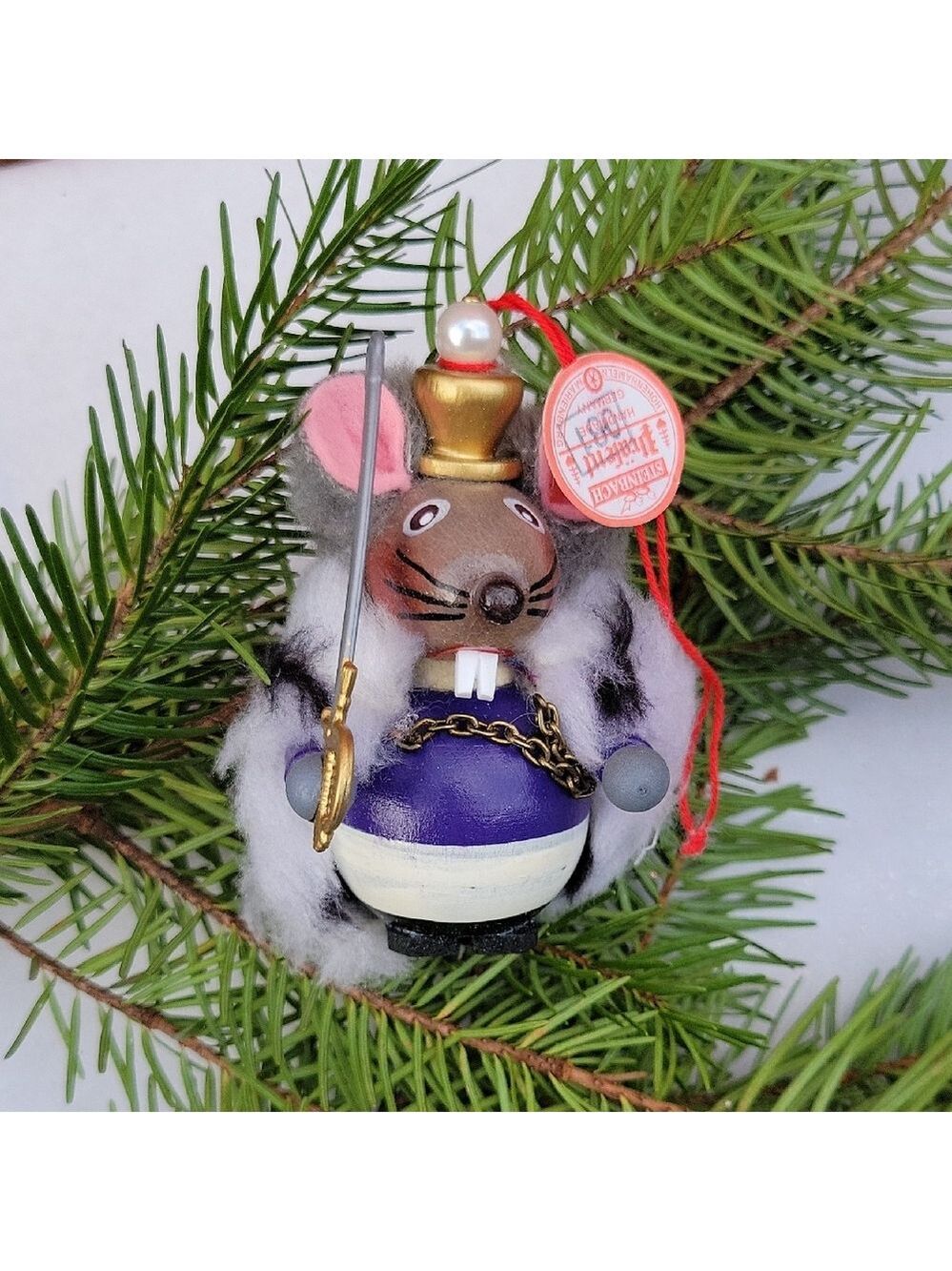 Vtg Steinbach Mouse King Christmas Wooden Nutcracker Ornament - Made in Germany